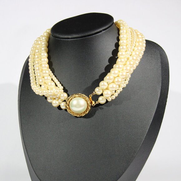 Vintage Carolee 8 Strand Faux Pearl Necklace, Still in Like New Condition - Picture 1 of 8